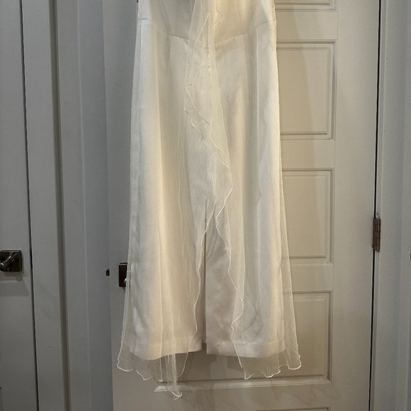 16Arlington Minelli feather-trim crepe midi dress NWT - Picture 6 of 12